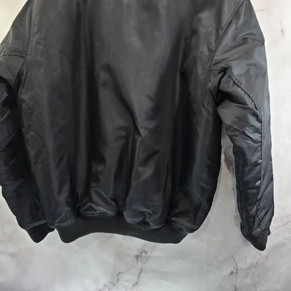 Vintage Y2K Jacket Mens Large Black Bomber Zip Sean John P Diddy Satin Coat Rare